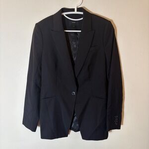 SABA Black Wool Blend Blazer Size 10 Single Button‎ Lapel Collar
